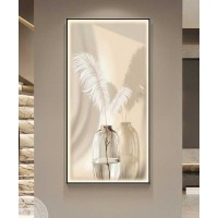Black Frame Vase Flower Crystall Painting Modern With Led Light